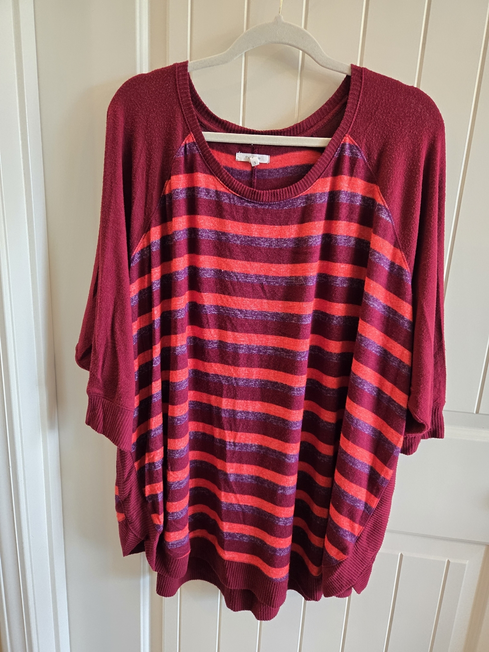 Maurices Burgundy, Red & Purple Striped Scoop Neck Sweater Size 3x